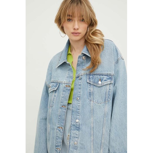 HUGO kurtka jeansowa damska kolor niebieski przejściowa oversize M ANSWEAR.com