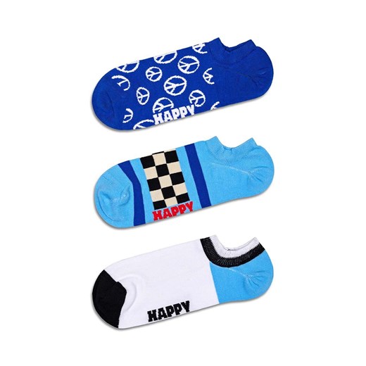 Happy Socks skarpetki Blue Peace No Show Socks 3-pack kolor niebieski ze sklepu ANSWEAR.com w kategorii Skarpetki damskie - zdjęcie 169137590