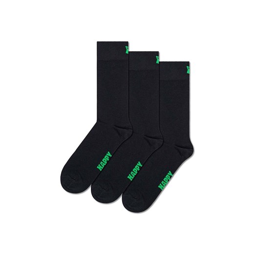 Happy Socks skarpetki Solid Socks 3-pack kolor czarny ze sklepu ANSWEAR.com w kategorii Skarpetki damskie - zdjęcie 169137603