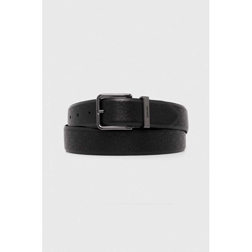Calvin Klein pasek skórzany męski kolor czarny ze sklepu ANSWEAR.com w kategorii Paski męskie - zdjęcie 169137730