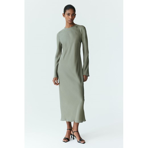 H & M - Sukienka midi z długim rękawem - Zielony H & M 38 H&M