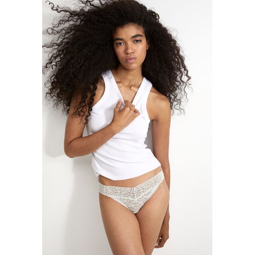 H & M - Koronkowe figi thong - Zielony H & M XS H&M