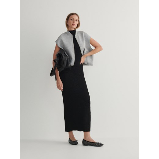 Reserved - Sukienka ze strukturalnej dzianiny - czarny ze sklepu Reserved w kategorii Sukienki - zdjęcie 169144731