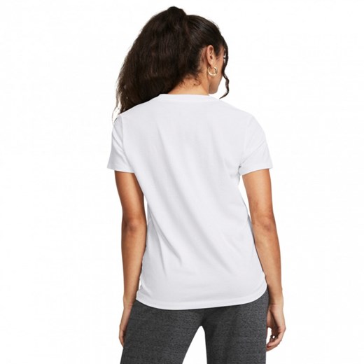 Damski t-shirt z nadrukiem Under Armour UA Rival Core SS - biały ze sklepu Sportstylestory.com w kategorii Bluzki damskie - zdjęcie 169160384