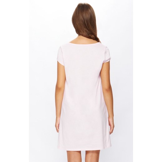 Bawełniana koszula nocna z krótkim rękawem 67/5-30/33A, Kolor jasny róż-wzór, Rozmiar S, Miss Fabio ze sklepu Intymna w kategorii Koszule nocne - zdjęcie 169160891