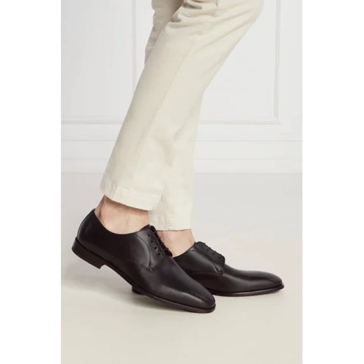 Buty eleganckie męskie BOSS HUGO jesienne ze skóry sznurowane 