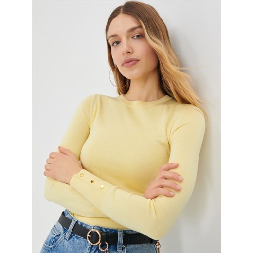 Sinsay - Sweter basic z ozdobnymi guzikami - żółty ze sklepu Sinsay w kategorii Swetry damskie - zdjęcie 169162212