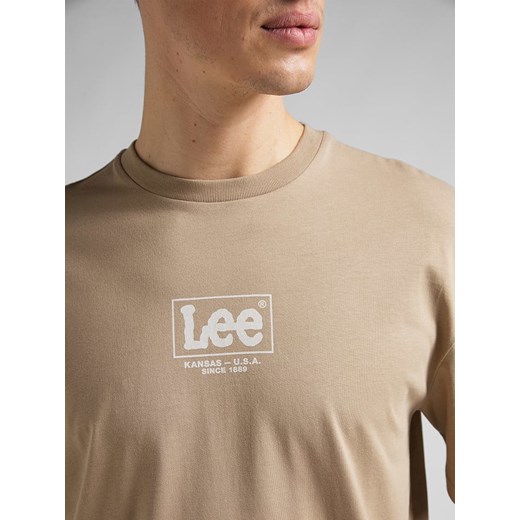 T-shirt męski beżowy Lee z krótkim rękawem 