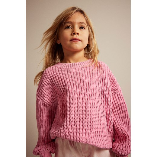 H & M - Sweter z szenili - Różowy H & M 134;140 (8-10Y) H&M