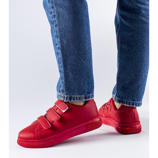 Czerwone sneakersy zapinane na rzepy Paré ze sklepu gemre w kategorii Trampki damskie - zdjęcie 169163280