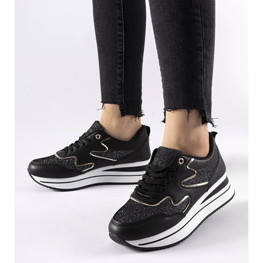 Czarne sneakersy na platformie Inès ze sklepu gemre w kategorii Buty sportowe damskie - zdjęcie 169163293