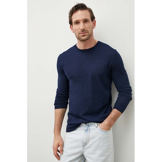 Bruuns Bazaar sweter wełniany męski kolor granatowy lekki Bruuns Bazaar XL ANSWEAR.com