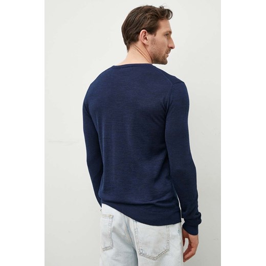 Bruuns Bazaar sweter wełniany męski kolor granatowy lekki Bruuns Bazaar L ANSWEAR.com