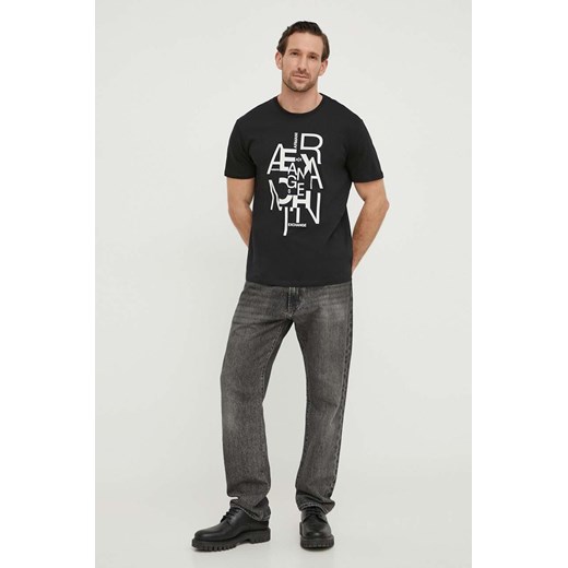 Armani Exchange t-shirt bawełniany męski kolor czarny z nadrukiem 3DZTAA ZJA5Z ze sklepu ANSWEAR.com w kategorii T-shirty męskie - zdjęcie 169164250