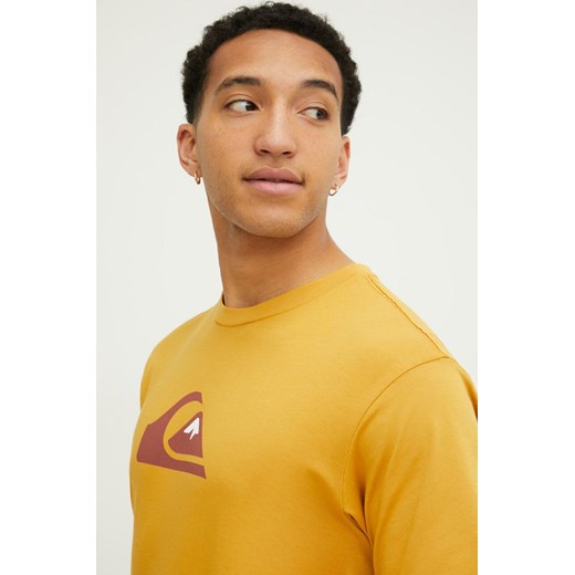 Quiksilver t-shirt bawełniany męski kolor żółty z nadrukiem ze sklepu ANSWEAR.com w kategorii T-shirty męskie - zdjęcie 169164300