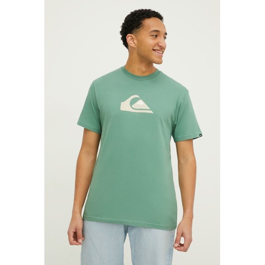 Quiksilver t-shirt bawełniany męski kolor zielony z nadrukiem ze sklepu ANSWEAR.com w kategorii T-shirty męskie - zdjęcie 169164310