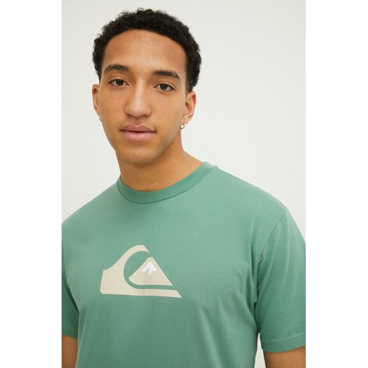 Quiksilver t-shirt bawełniany męski kolor zielony z nadrukiem Quiksilver XL ANSWEAR.com
