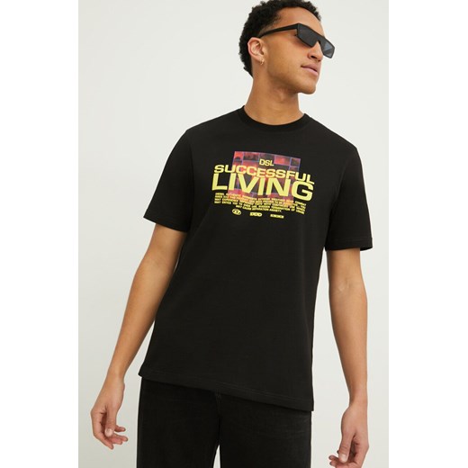Diesel t-shirt bawełniany męski kolor czarny z nadrukiem ze sklepu ANSWEAR.com w kategorii T-shirty męskie - zdjęcie 169164360