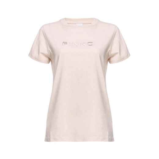 t-shirt damski pinko 101752 a1nw beżowy ze sklepu Royal Shop w kategorii Bluzki damskie - zdjęcie 169164621