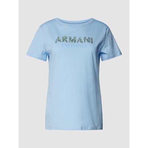 T-shirt z obszyciem ozdobnymi kamieniami z logo Armani Exchange L Peek&Cloppenburg 