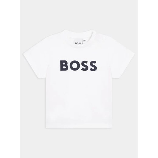 T-shirt chłopięce BOSS HUGO biały z krótkim rękawem 