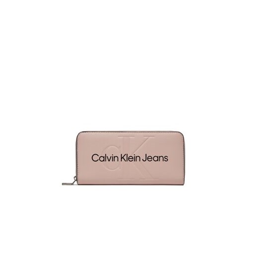 Calvin Klein Jeans Duży Portfel Damski Sculpted Mono Zip Around Mono K60K607634 Różowy ze sklepu MODIVO w kategorii Portfele damskie - zdjęcie 169191683