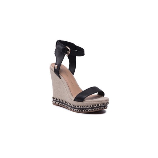 Tommy Hilfiger Sandały Elevated Signature Wedge Sandal FW0FW06296 Czarny Tommy Hilfiger 38 MODIVO