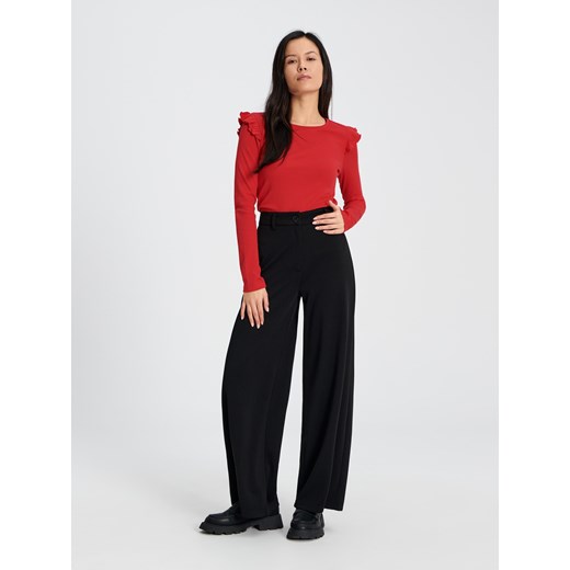 Sinsay - Bluzka z falbankami - czerwony Sinsay XXS Sinsay