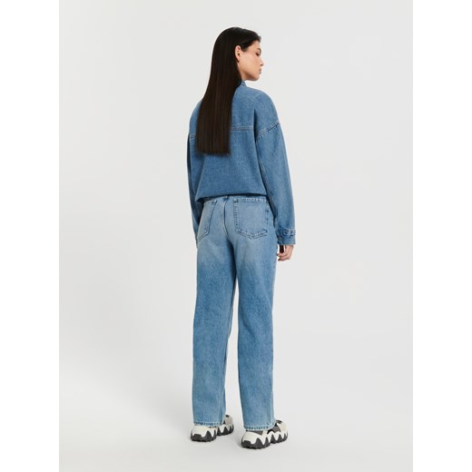 Sinsay - Jeansy wide leg high waist - niebieski Sinsay 44 Sinsay