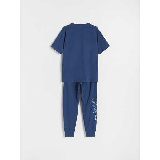 Reserved - Dwuczęściowa piżama z nadrukiem - granatowy Reserved 134/140 (8-9 lat) Reserved