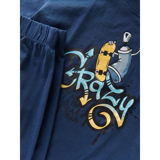 Reserved - Dwuczęściowa piżama z nadrukiem - granatowy Reserved 134/140 (8-9 lat) Reserved