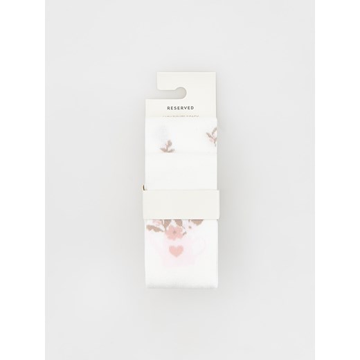 Reserved - Bawełniane rajstopy w kwiaty 2 pack - złamana biel ze sklepu Reserved w kategorii Rajstopy dziecięce - zdjęcie 169201203