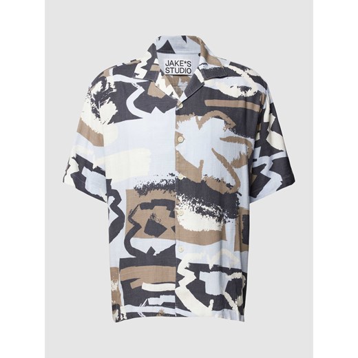 Koszula casualowa z mieszanki wiskozy i lnu ze wzorem na całej powierzchni ze sklepu Peek&Cloppenburg  w kategorii Koszule męskie - zdjęcie 169201600