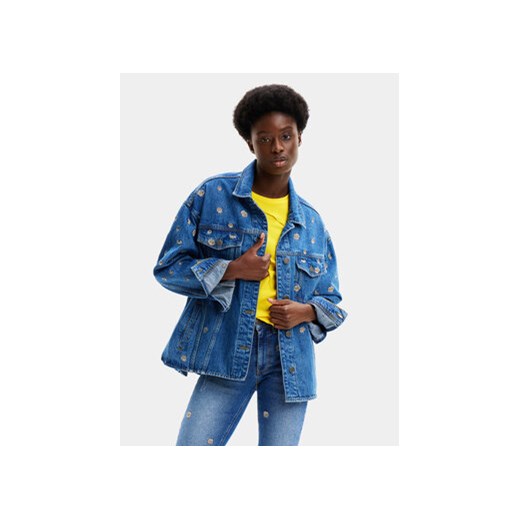 Desigual Kurtka jeansowa Flowers 24SWED21 Niebieski Regular Fit ze sklepu MODIVO w kategorii Kurtki damskie - zdjęcie 169204033
