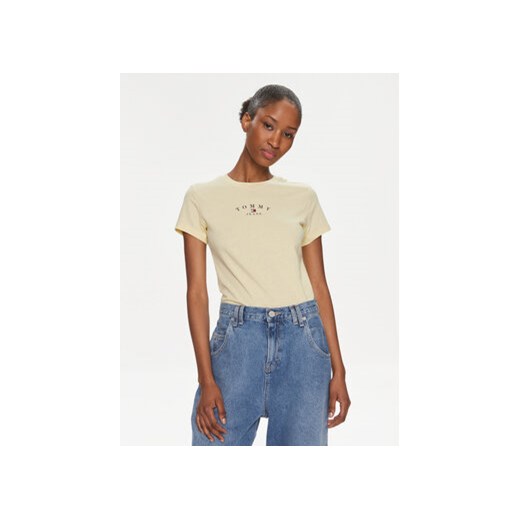 Tommy Jeans T-Shirt Essential Logo DW0DW18140 Żółty Slim Fit ze sklepu MODIVO w kategorii Bluzki damskie - zdjęcie 169204122