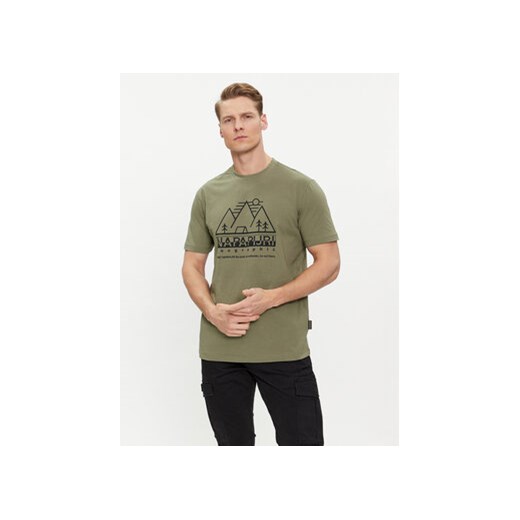 Napapijri T-Shirt S-Faber NP0A4HQE Zielony Regular Fit ze sklepu MODIVO w kategorii T-shirty męskie - zdjęcie 169204214