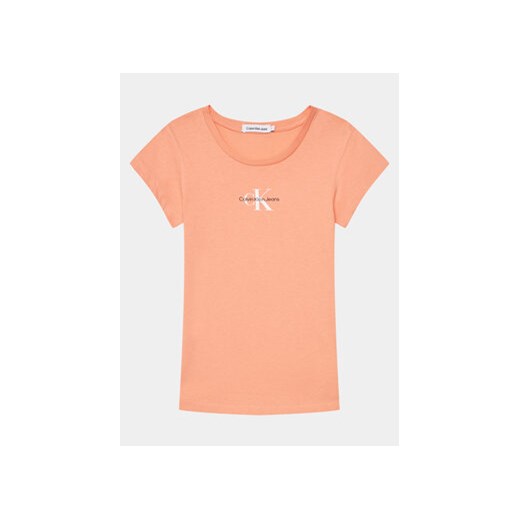 Calvin Klein Jeans T-Shirt Micro Monogram IG0IG01470 Różowy Slim Fit ze sklepu MODIVO w kategorii Bluzki dziewczęce - zdjęcie 169204322