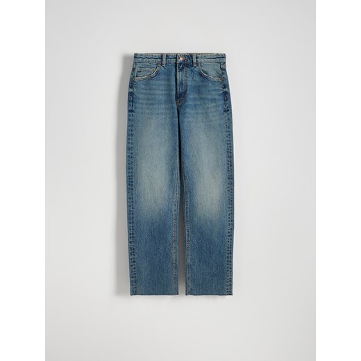 Reserved - Jeansy straight z wysokim stanem - indigo jeans Reserved 44 Reserved