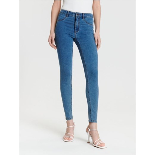 Sinsay - Jeansy skinny mid waist - niebieski ze sklepu Sinsay w kategorii Jeansy damskie - zdjęcie 169212090
