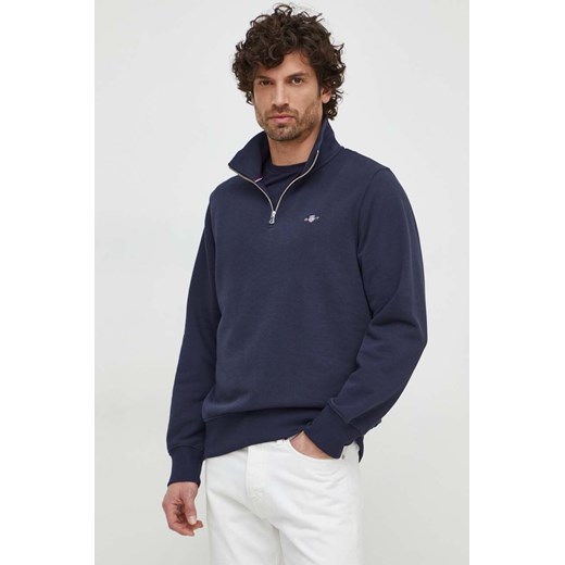 Gant bluza męska kolor granatowy gładka ze sklepu ANSWEAR.com w kategorii Bluzy męskie - zdjęcie 169213361