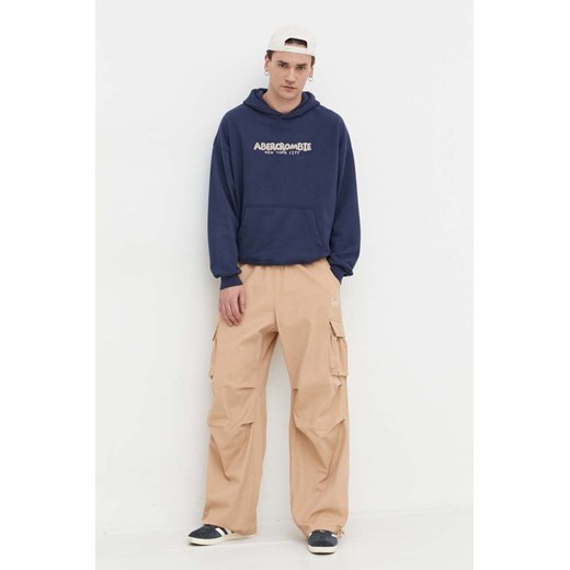 Abercrombie & Fitch bluza męska kolor granatowy z kapturem z aplikacją Abercrombie & Fitch L ANSWEAR.com