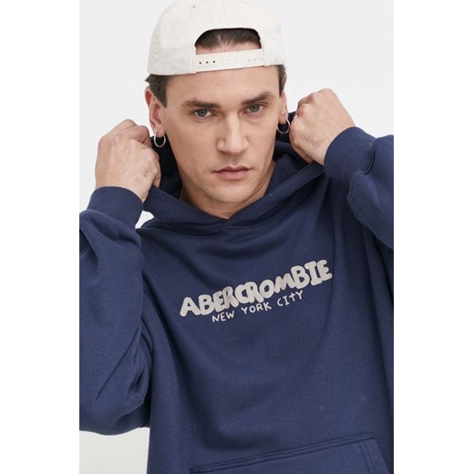 Abercrombie & Fitch bluza męska kolor granatowy z kapturem z aplikacją Abercrombie & Fitch XL ANSWEAR.com