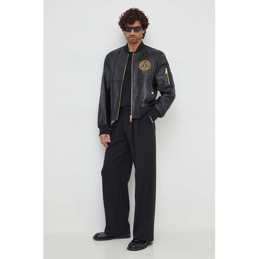 Versace Jeans Couture kurtka skórzana męska kolor czarny przejściowa 52 ANSWEAR.com