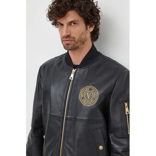 Versace Jeans Couture kurtka skórzana męska kolor czarny przejściowa 50 ANSWEAR.com