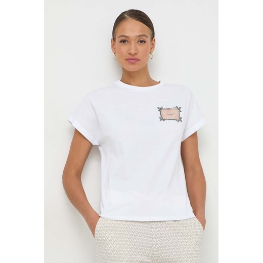 Twinset t-shirt bawełniany damski kolor biały ze sklepu ANSWEAR.com w kategorii Bluzki damskie - zdjęcie 169213950