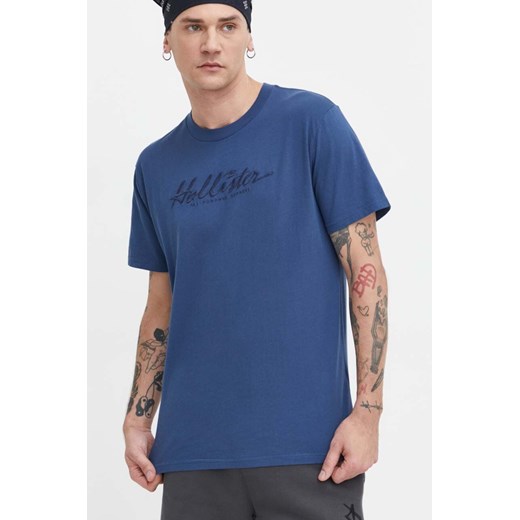 Hollister Co. t-shirt bawełniany męski kolor granatowy z aplikacją Hollister Co. M ANSWEAR.com