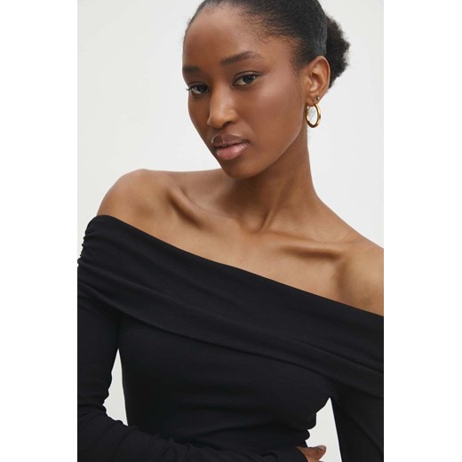 Answear Lab bluzka damska kolor czarny gładka ze sklepu ANSWEAR.com w kategorii Bluzki damskie - zdjęcie 169214170