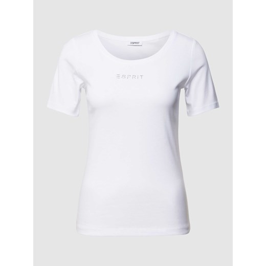 T-shirt z detalem z logo ze sklepu Peek&Cloppenburg  w kategorii Bluzki damskie - zdjęcie 169216600