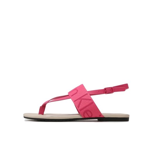 Calvin Klein Jeans Sandały Flat Sandal Toepost Webbing YW0YW00956 Różowy 36 MODIVO okazyjna cena