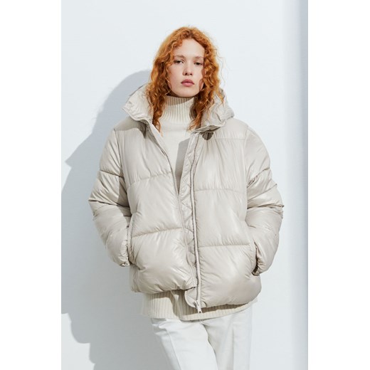 H & M - Kurtka puffer z kapturem - Brązowy H & M XL H&M